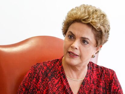 Dilma Rousseff during the meeting with foreign journalists in Brasilia.