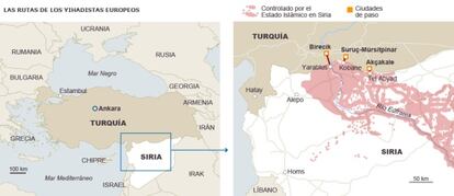 Ruta de los yihadistas europeos.