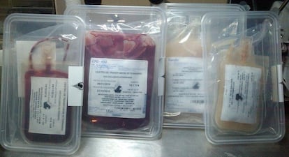 Animal protection officials search the farm where the suspect operated his illegal business selling dog blood