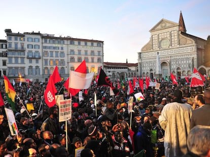 Aspecto de la manifestaci&oacute;n contra el racismo celebrada en Florencia.