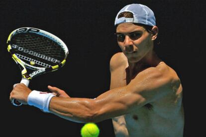 Rafael Nadal, durante un entrenamiento en Melbourne.