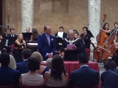 Torres Hurtado, durante el acto celebrado en el Palacio de Carlos V con motivo de la boda de Sean Hepburn Ferrer, hijo de Audrey Hepburn.