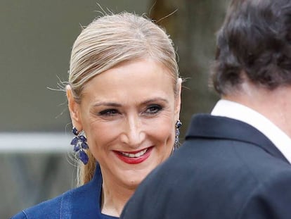 Cristina Cifuentes y Mariano Rajoy el pasado lunes, en el Premio Cervantes. 