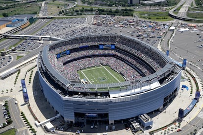 Aerial view of MetLife Stadium, in East Rutherford, N.J., which will host the 2026 World Cup final.