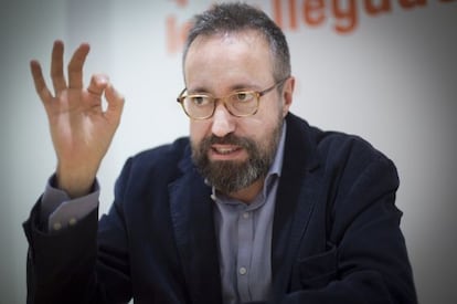Juan Carlos Girauta, candidato de Ciutadans, ayer, en la sede del partido.