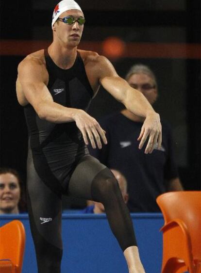 Alain Bernard, con un bañador Speedo, en los Europeos.