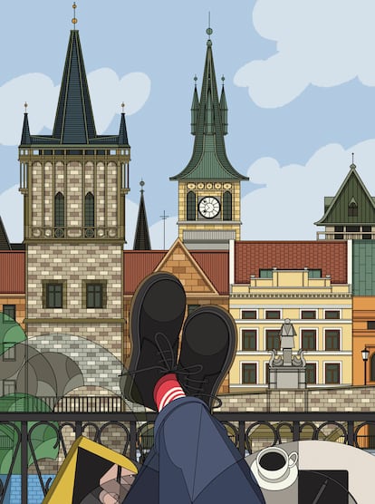 Viaje literario Praga, EL VIAJERO GUÍA OTOÑO 2023. Ilustración: JALCALARA