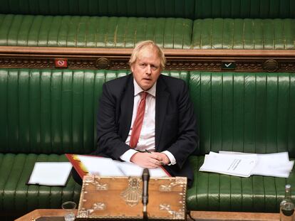 El primer ministro del Reino Unido, Boris Johnson, este lunes en la Cámara de los Comunes.