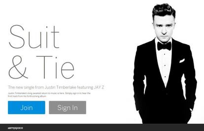 Justin Timberlake, reclamo y accionista de MySpace.