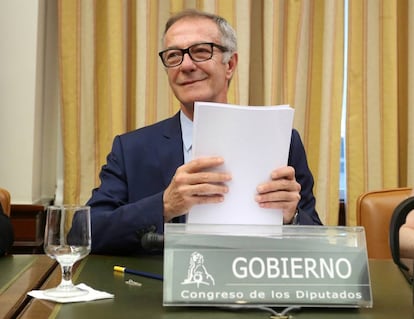 El ministro de Cultura, José Guirao, en la Comision de Cultura del Congreso de los Diputados.