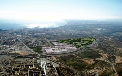 Simulaci&oacute;n de c&oacute;mo quedar&iacute;a el centro comercial de Ikea en los terrenos de Rabassa, en Alicante.