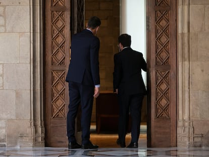 Pedro Sánchez y Pere Aragonès en el Palau de la Generalitat en septiembre de 2021.