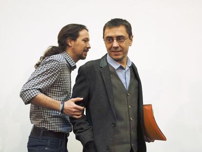 Pablo Iglesias y Juan Carlos Monedero, fundadores de Podemos, en una imagen de archivo.