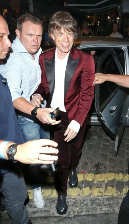 Mick Jagger, a su llegada al club Loulou para celebrar su 70 cumpleaños.