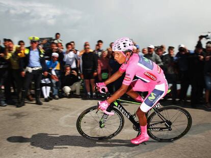 Nairo Quintana, en la cronoescalada de Bassano del Grappa, que gan&oacute; en el Giro de 2014.