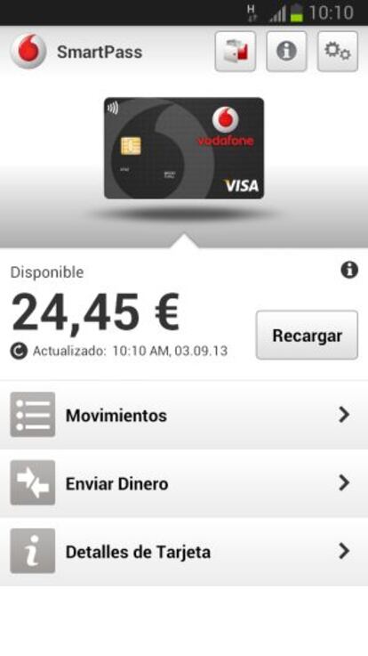 Captura de pantalla del servicio Smartpass.