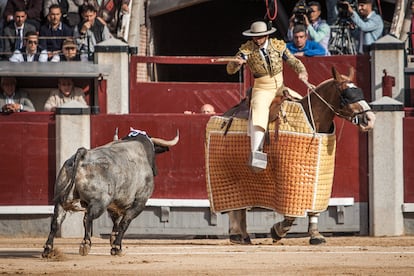 El toro 'Asturdero', de Saltillo, recibió el premio de la vuelta al ruedo el 4 de junio de 2018 en Las Ventas.