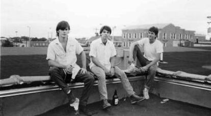 Jay Farrar Jeff Tweedy y Mike Heidorn en los días de Uncle Tupelo en Illinois.