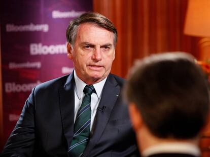 Jair Bolsonaro durante entrevista para Bloomberg nesta quarta-feira