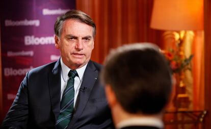 Jair Bolsonaro durante entrevista para Bloomberg nesta quarta-feira