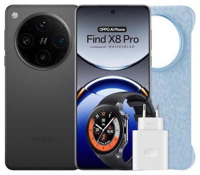 Teléfono OPPO Find X8 Pro de color negro con protector