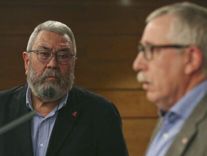 Los secretarios generales de UGT, Cándido Méndez, y CC.OO, Ignacio Fernández Toxo. EFE