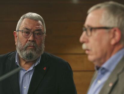 Los secretarios generales de UGT, C&aacute;ndido M&eacute;ndez, y CC.OO, Ignacio Fern&aacute;ndez Toxo. EFE