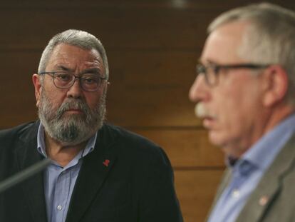 Los secretarios generales de UGT, C&aacute;ndido M&eacute;ndez, y CC.OO, Ignacio Fern&aacute;ndez Toxo. EFE