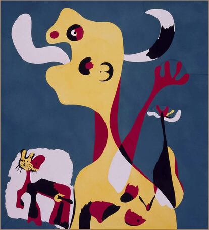 'Femme et chien devant la lune' (Mujer y perro delante de la luna, 1935), obra de Joan Miró expuesta en el Reina Sofía.