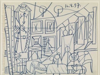 Dibujo de Pablo Picasso preparatorio para la serie que hizo sobre &#039;Las meninas&#039;.