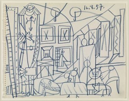 Dibujo de Pablo Picasso preparatorio para la serie que hizo sobre &#039;Las meninas&#039;.