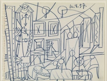 Dibujo de Pablo Picasso preparatorio para la serie que hizo sobre 'Las meninas'.