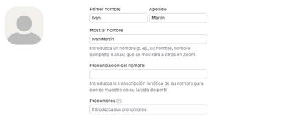 Cambio de nombre en la aplicación Zoom