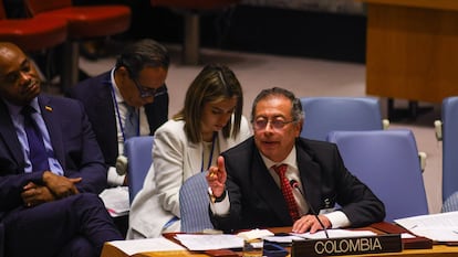Gustavo Petro en la mesa del Consejo de Seguridad de la ONU, el 11 de julio.