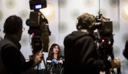La actriz Kadian Noble, en la rueda de prensa del martes en la que cont&oacute; su denuncia contra Weinstein. 