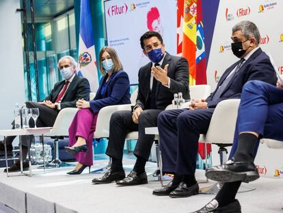 El ministro de Turismo de República Dominicana, David Collado, interviene en la presentación de Fitur 2022.