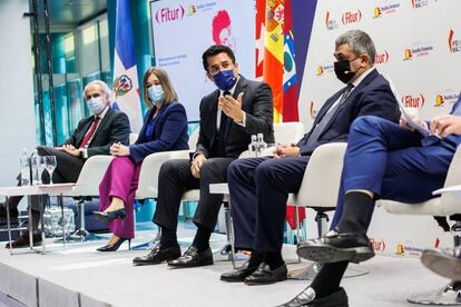 El ministro de Turismo de República Dominicana, David Collado, interviene en la presentación de Fitur 2022.