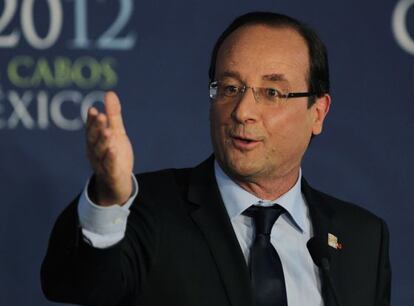El presidente francés, François Hollande, en la segunda jornada de la cumbre del G20 en Los Cabos (México).