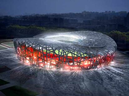 Maqueta virtual del estadio Nacional Olímpico de Pekín.