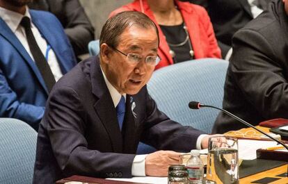 El secretario general de la ONU, Ban Ki-moon, en el Consejo de Seguridad