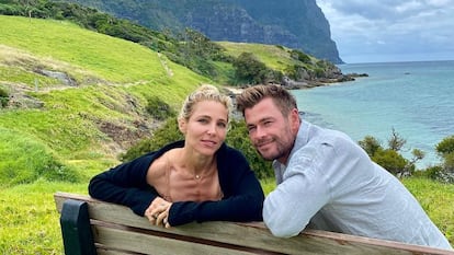 Chris Hemsworth y Elsa Pataky este mes en Lord Howe, una pequeña isla situada entre Australia y Nueva Zelanda.