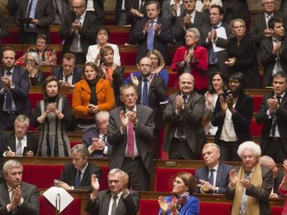 Diputados en el Parlamento francés el día que pidió el reconocimiento del Estado palestino.