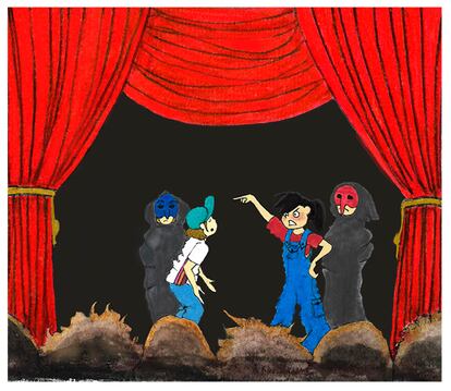 Ilustración de un ejemplo de representación teatral dentro del programa En Sus Zapatos: Un Espacio de Empatía Activa.