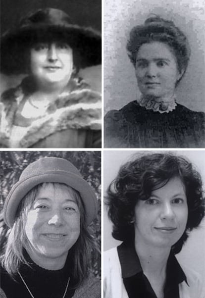 De izquierda a derecha, arriba, Carmen de Burgos y Rosa Sensat (Archivo Biblioteca Rosa Sensat). Abajo, Assumpta Blanch y María Cobeta.