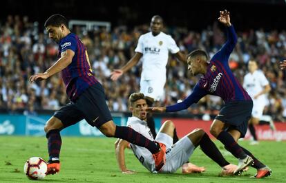 Luis Suárez en una internada durante el partido