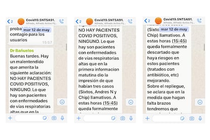 Bañuelos Arzac niega en un chat que haya pacientes contagiados en su hospital.