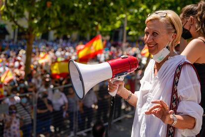 Rosa Díez, durante la manifestación. 