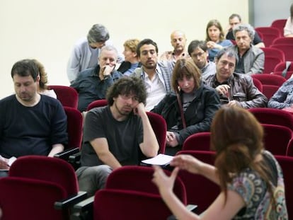 Asamblea de profesores asociados de la Universidad de Barcelona, el pasado 12 de mayo.