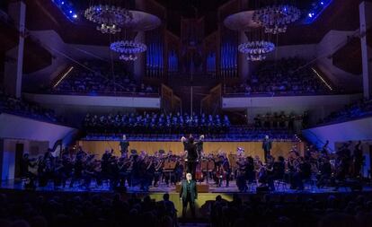 Final del primer acto de 'Tristán e Isolda’ con solistas y el Coro y Orquesta Nacionales de España, este jueves en el Auditorio Nacional.