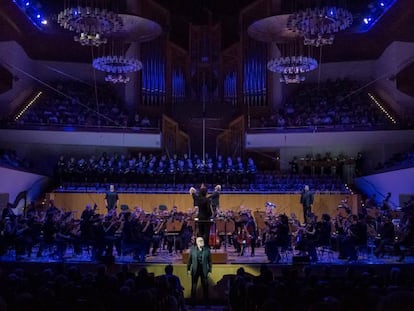 Final del primer acto de 'Tristán e Isolda’ con solistas y el Coro y Orquesta Nacionales de España, este jueves en el Auditorio Nacional.